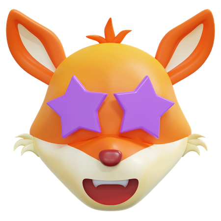 Star Eyes Fox Emoticon  3D Icon