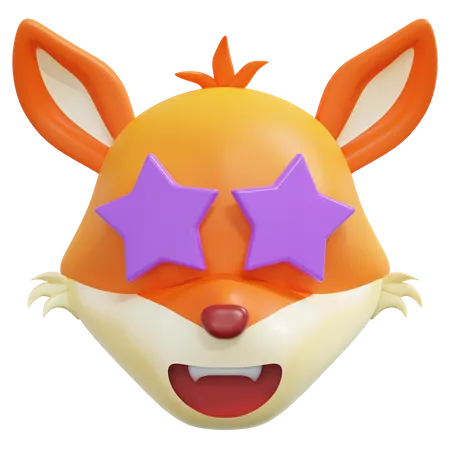 Star Eyes Fox Emoticon  3D Icon