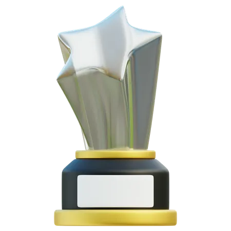 3 D Elegant Glass Trophy With A Reflective Star Representing Recognition For Stellar Performance In Corporate Or Artistic Endeavors 3D Icon