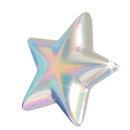 Star With Holographic Color Illustration In 3 D Design 3D Icon