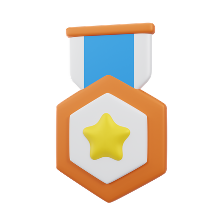 Star Medal Orange  3D Icon