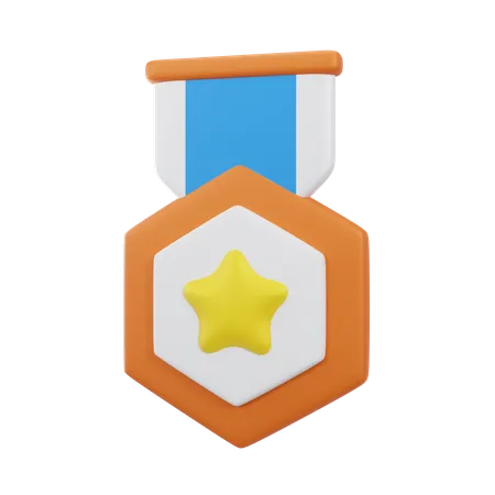Star Medal Orange  3D Icon