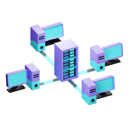 Star Network Topology  3D Icon