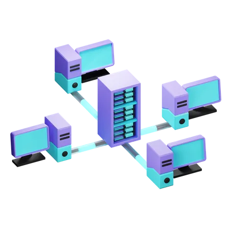 Star Network Topology  3D Icon