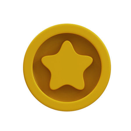 Star On Circle Border  3D Icon