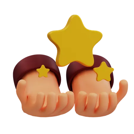 Star On Two Hand  3D Icon