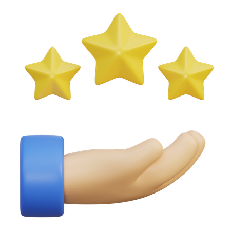 Star Rating Review On Hand  3D Icon