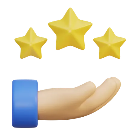 Star Rating Review On Hand  3D Icon