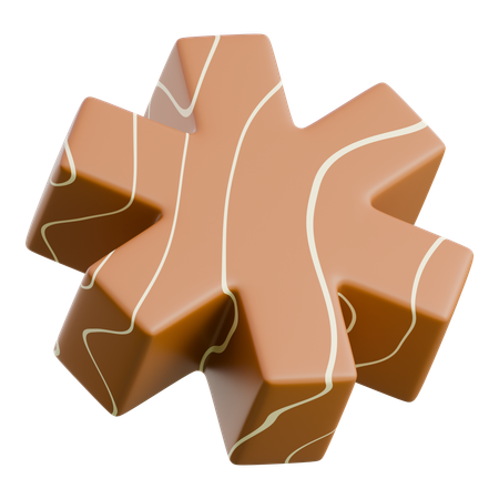 Star Shaped Brown Cookie With Drizzle  3D Icon