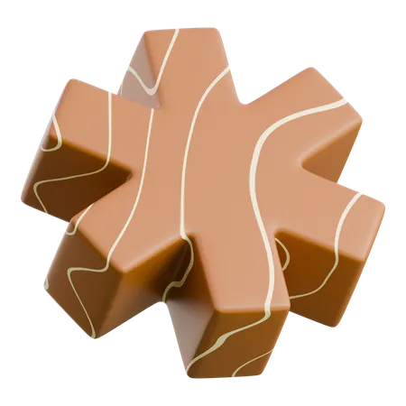 Star Shaped Brown Cookie With Drizzle  3D Icon