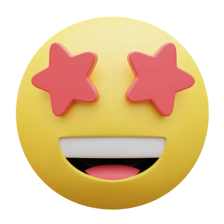 Star Struck Smiling Face With Star 3 D Icon Illustration 3D Icon