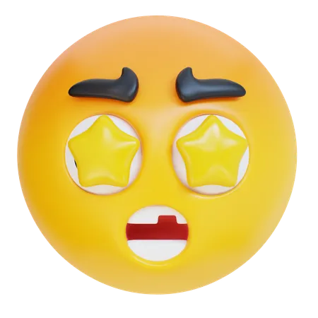 3 D Star Struck Face Emoticon Icon Illustration 3D Icon