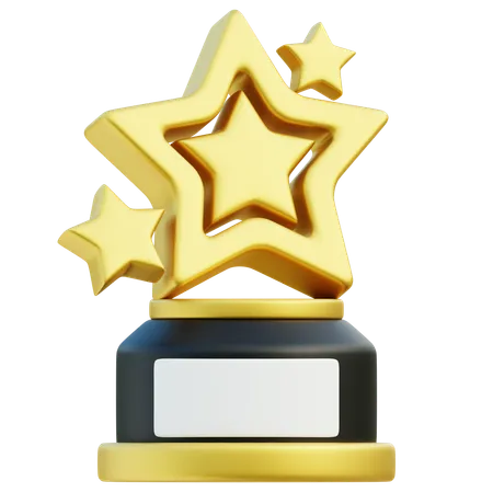 3 D Dynamic Golden Trophy With A Cluster Of Stars Celebrating Stellar Performance And Achievements In Various Fields 3D Icon