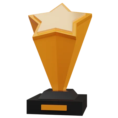 3 D Rendering Gold Star Trophy Isolated 3D Icon