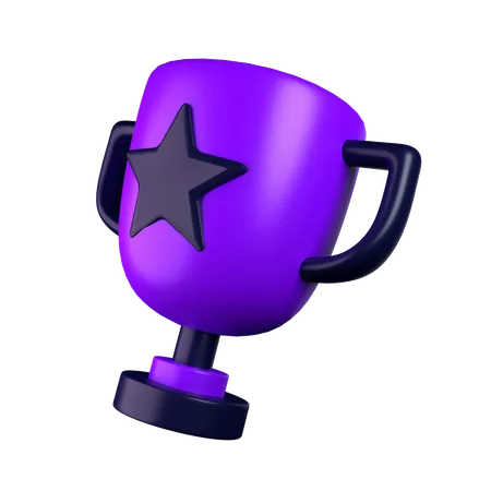 Gaming Trophy Star 3 D Illustration Dark Purple Theme 3D Icon