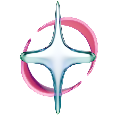 Starburst Abstract Y 2 K Glossy  3D Icon