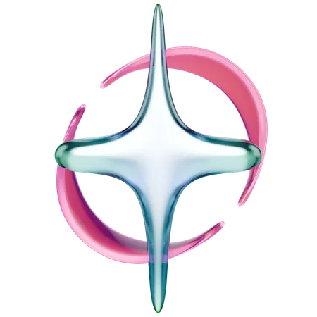 Starburst Abstract Y 2 K Glossy  3D Icon