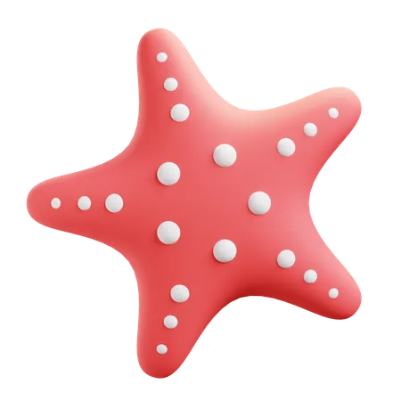 Cute Red Starfish 3D Icon