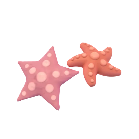 Dive Into The Underwater Wonderland With Our Enchanting 3 D Illustration Featuring Two Vibrant And Adorable Starfish 3D Icon
