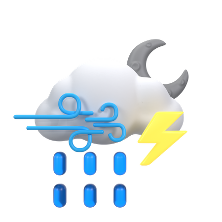 Starker Nieselregen in der Nacht  3D Icon