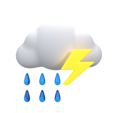 Starker Regen mit Gewitter  3D Icon