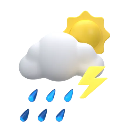 Starker Regen mit Gewitter am Tag  3D Icon