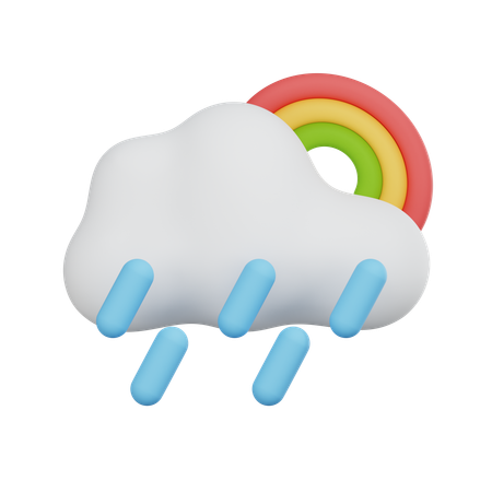 Starker Regen mit Regenbogen  3D Icon