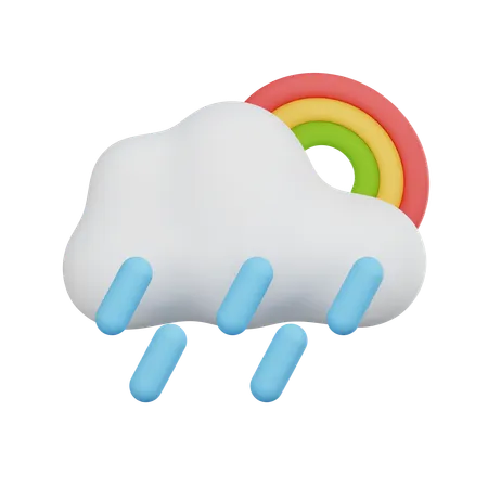 Starker Regen mit Regenbogen  3D Icon