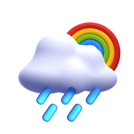 Starker Regen mit Regenbogen  3D Icon