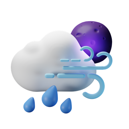 Starker Regen windige Nacht  3D Icon