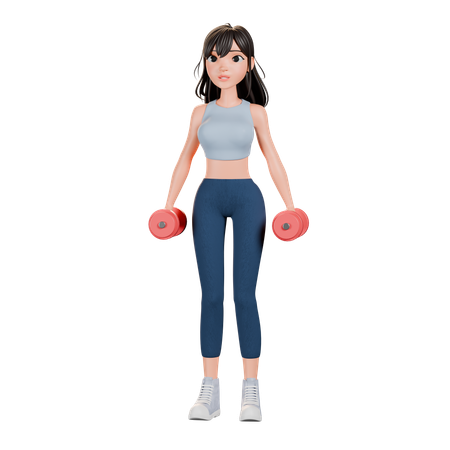 Starkes Fitnessprogramm mit Gewichten  3D Illustration