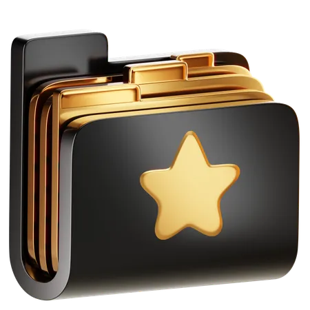 A Folder Symbol With A Star Organizing Items Marked Or Tagged As Important 3D Icon
