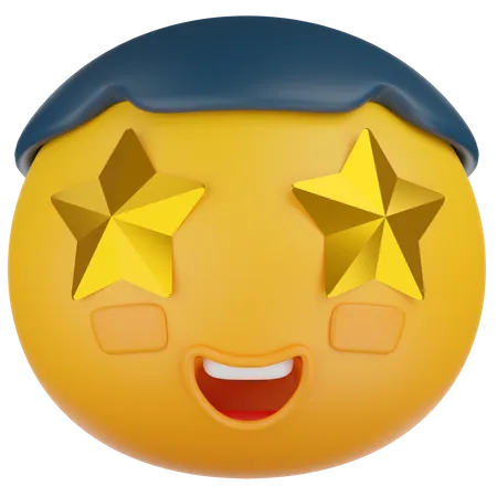 Starry Eyed Excited Emoji  3D Icon