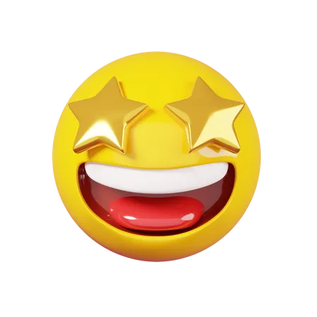Starry Eyed Excited Emoji 3D Illustration