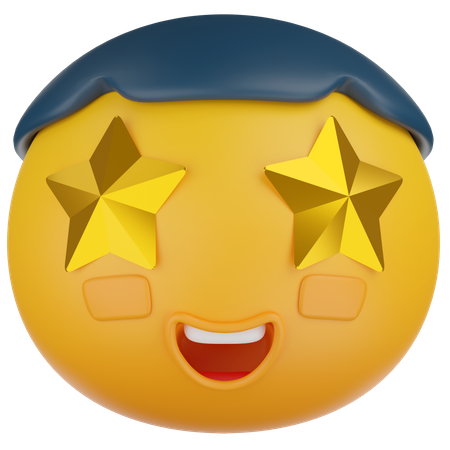 Starry Eyed Excited Emoji  3D Icon