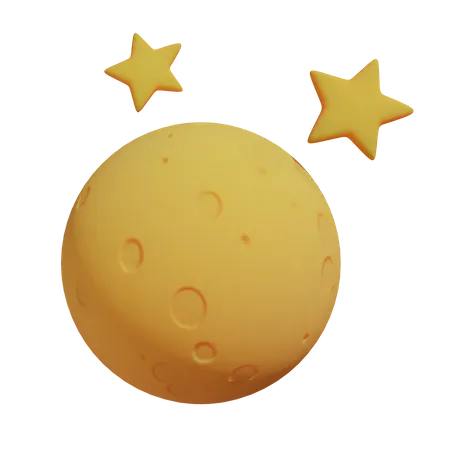 Starry Full Moon  3D Illustration