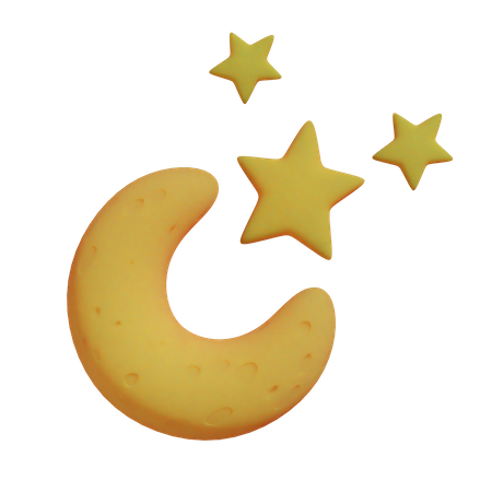 Starry Moon  3D Illustration