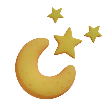 Starry Moon  3D Illustration