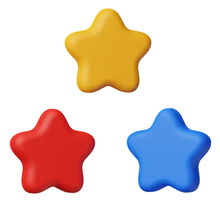 3 D Rendering Of Stars With Various Color For Rating Party Element And Decoration 3D Icon