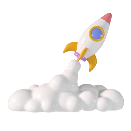 3 D Rocket Launch Startup Business Concept 3D Illustration