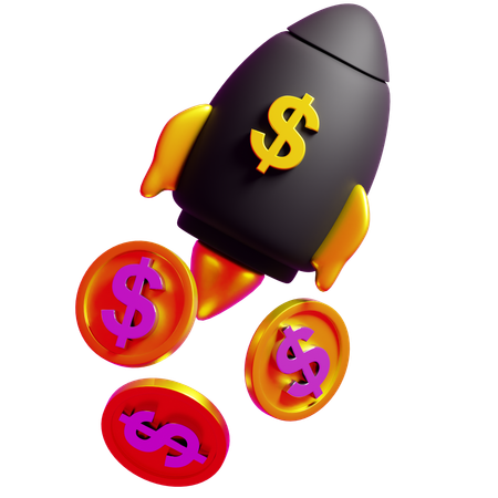 Rocket and coin  3D Icon
