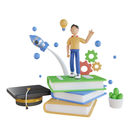 Startup de educação  3D Illustration