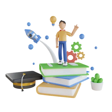 Startup de educação  3D Illustration