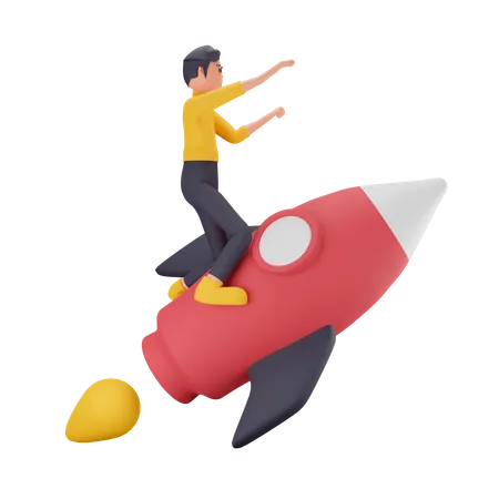 Startup launch  3D Illustration