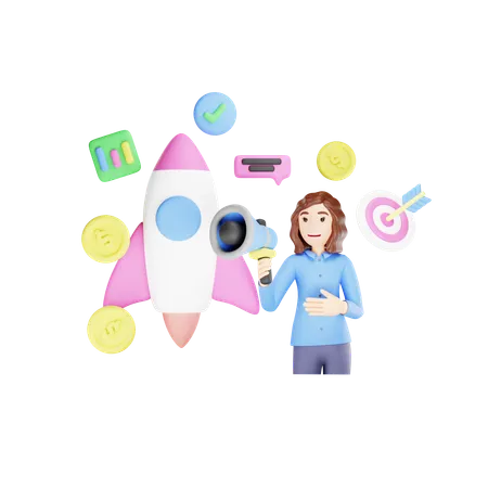 Startup Marketing  3D Illustration