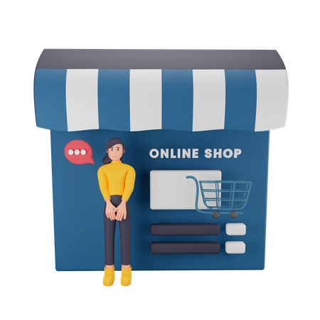 Startup of online shopping business with customer support  3D Illustration