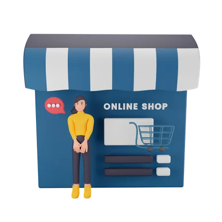 Startup of online shopping business with customer support  3D Illustration