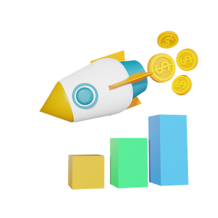 Startup profit graph  3D Illustration