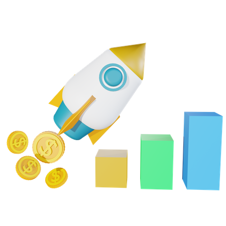 Startup profit graph  3D Illustration