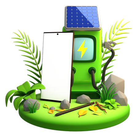 Station de recharge pour véhicules électriques Maquette mobile  3D Illustration